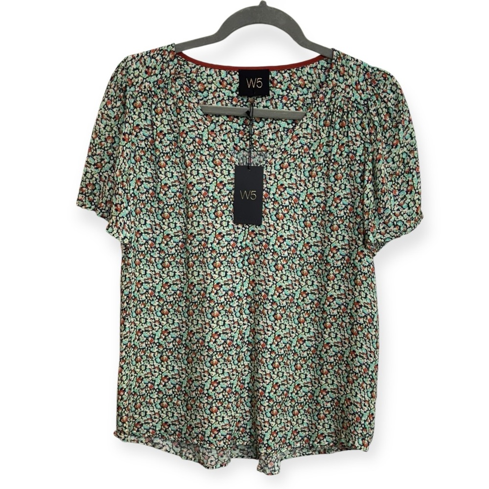 Anthropologie: W5 Floral Blouse - Green and Blue Size M *237